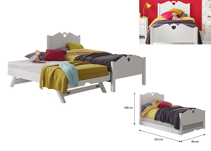 Holly Single Bed Frame with Pull Out Single Raising Bed